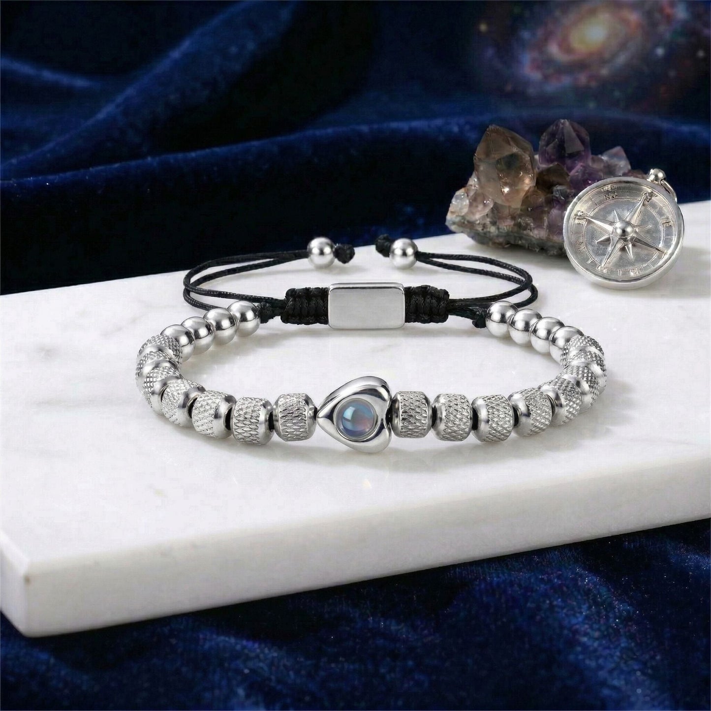 Titanium beads heart projection bracelet- SnapEyelet
