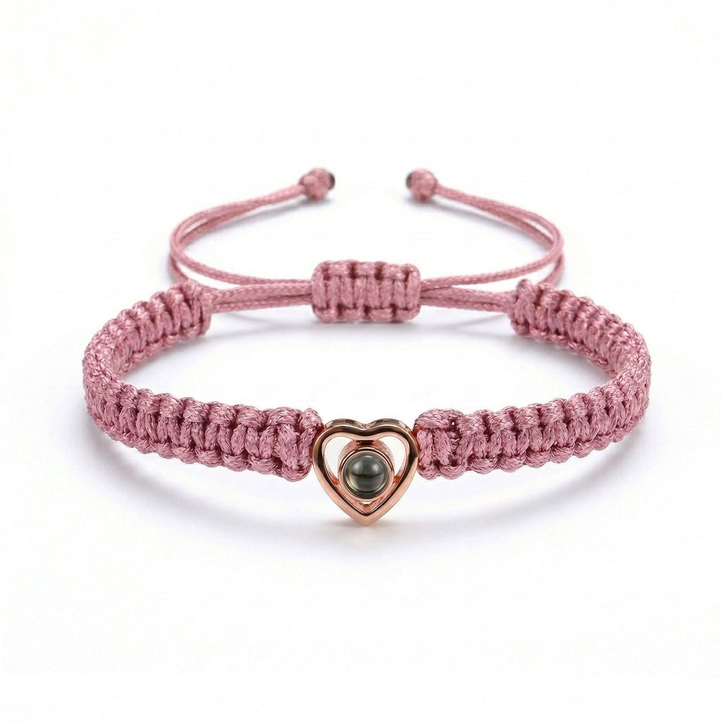 His/Her Braided Rope photo Projection heart Bracelet- SnapEyelet