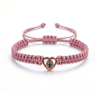 His/Her Braided Rope photo Projection heart Bracelet- SnapEyelet