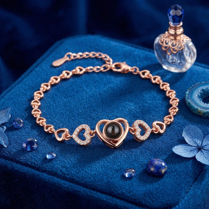 Multi Heart Zircon Studded Adjustable Bracelet SnapEyelet