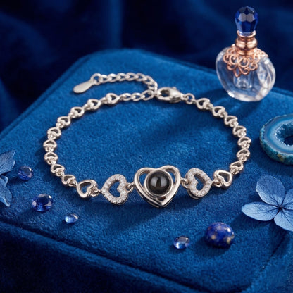 Multi Heart Zircon Studded Adjustable Bracelet SnapEyelet