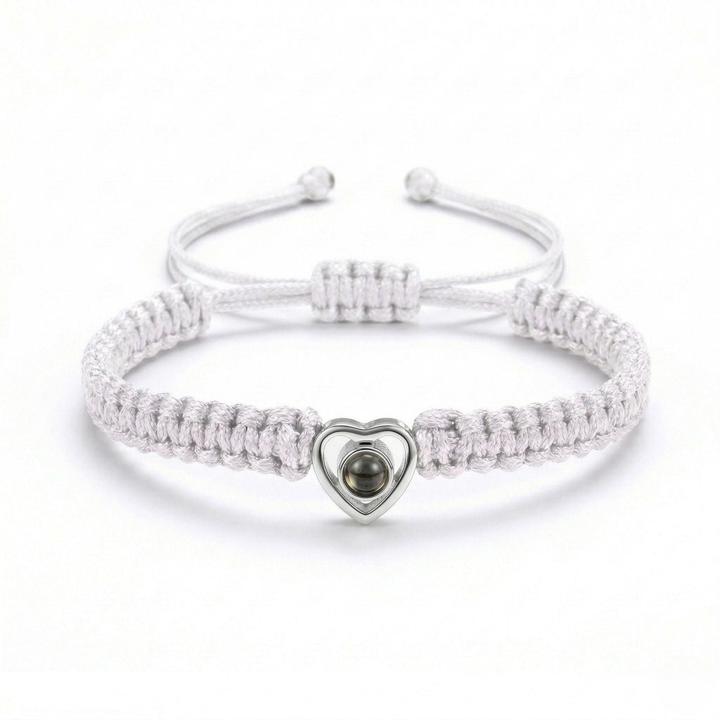 His/Her Braided Rope photo Projection heart Bracelet- SnapEyelet