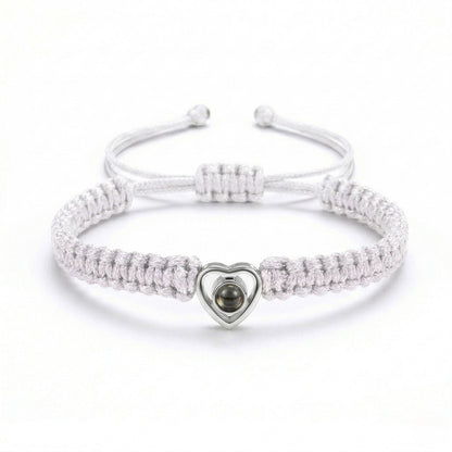His/Her Braided Rope photo Projection heart Bracelet- SnapEyelet