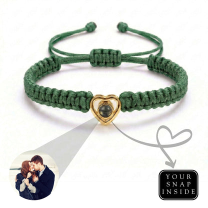 His/Her Braided Rope photo Projection heart Bracelet- SnapEyelet