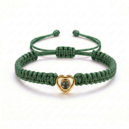 His/Her Braided Rope photo Projection heart Bracelet- SnapEyelet