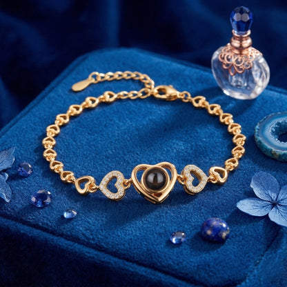 Multi Heart Zircon Studded Adjustable Bracelet SnapEyelet