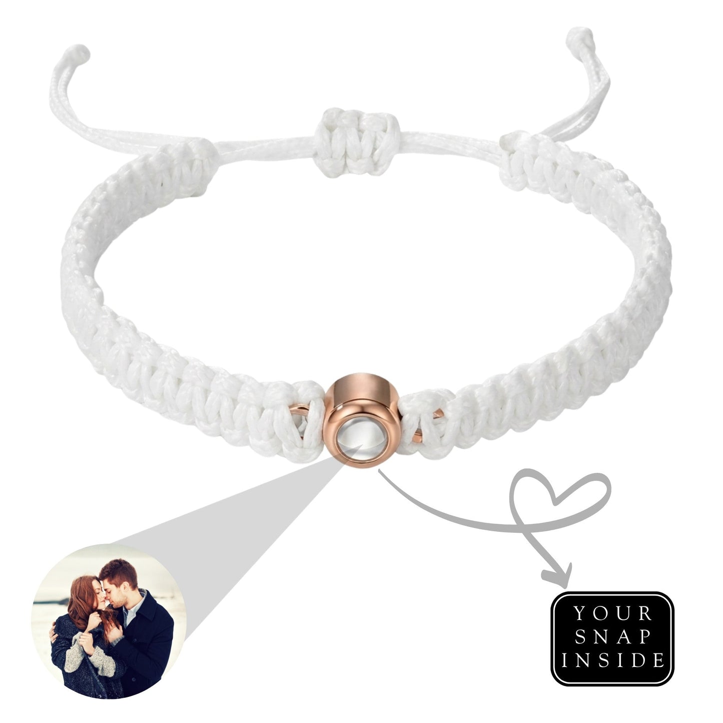 His/Her Braided Rope photo Projection DROP Bracelet- SnapEyelet