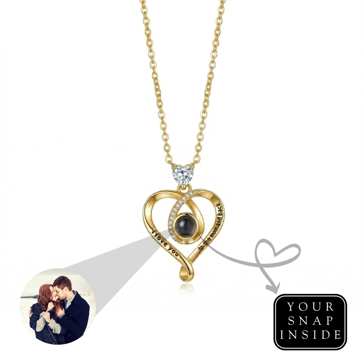 The Hidden Portrait projection I love you heart Necklace-SnapEyelet