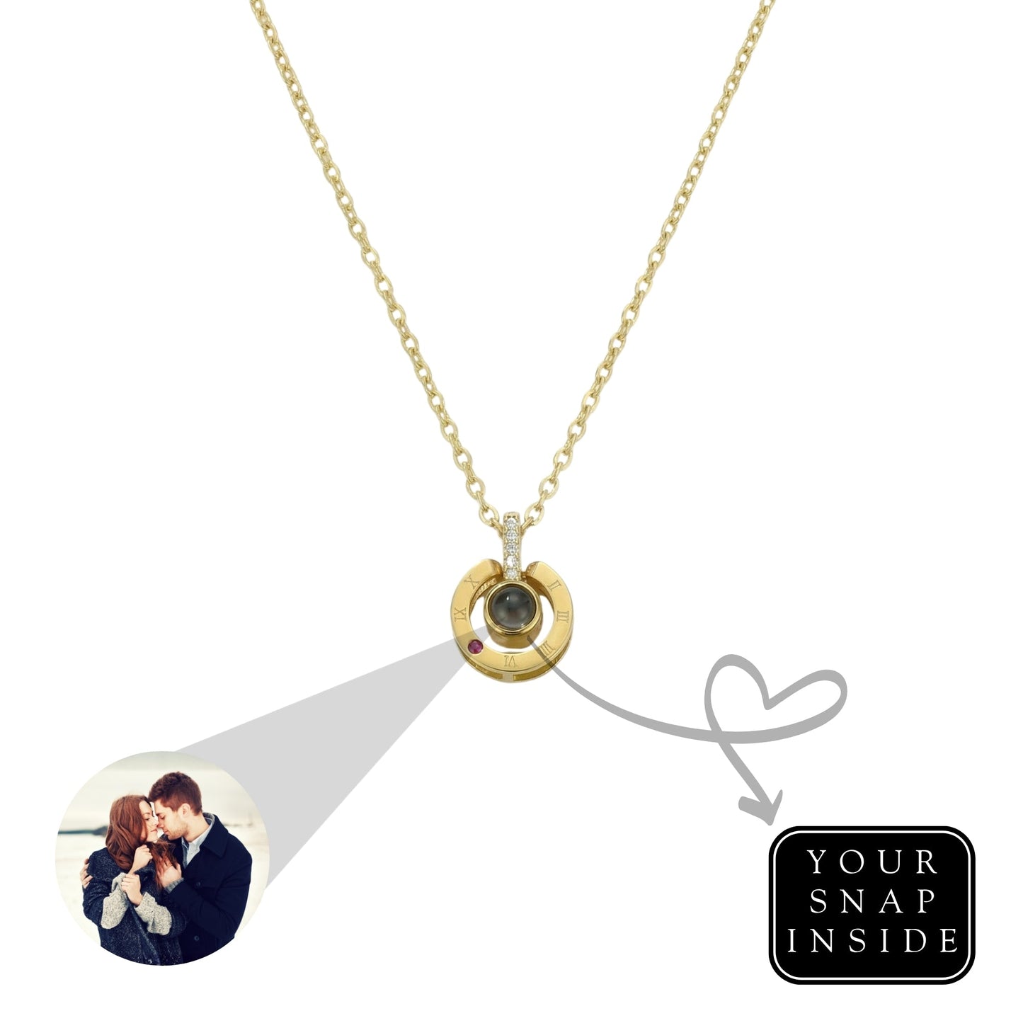 Roman  circle hidden photo projection Necklace-SnapEyelet