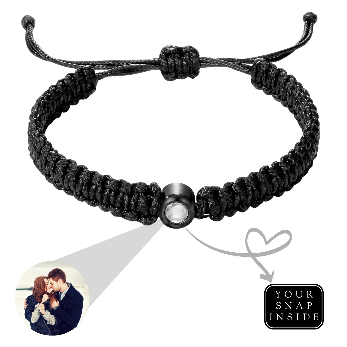 His/Her Braided Rope photo Projection DROP Bracelet- SnapEyelet