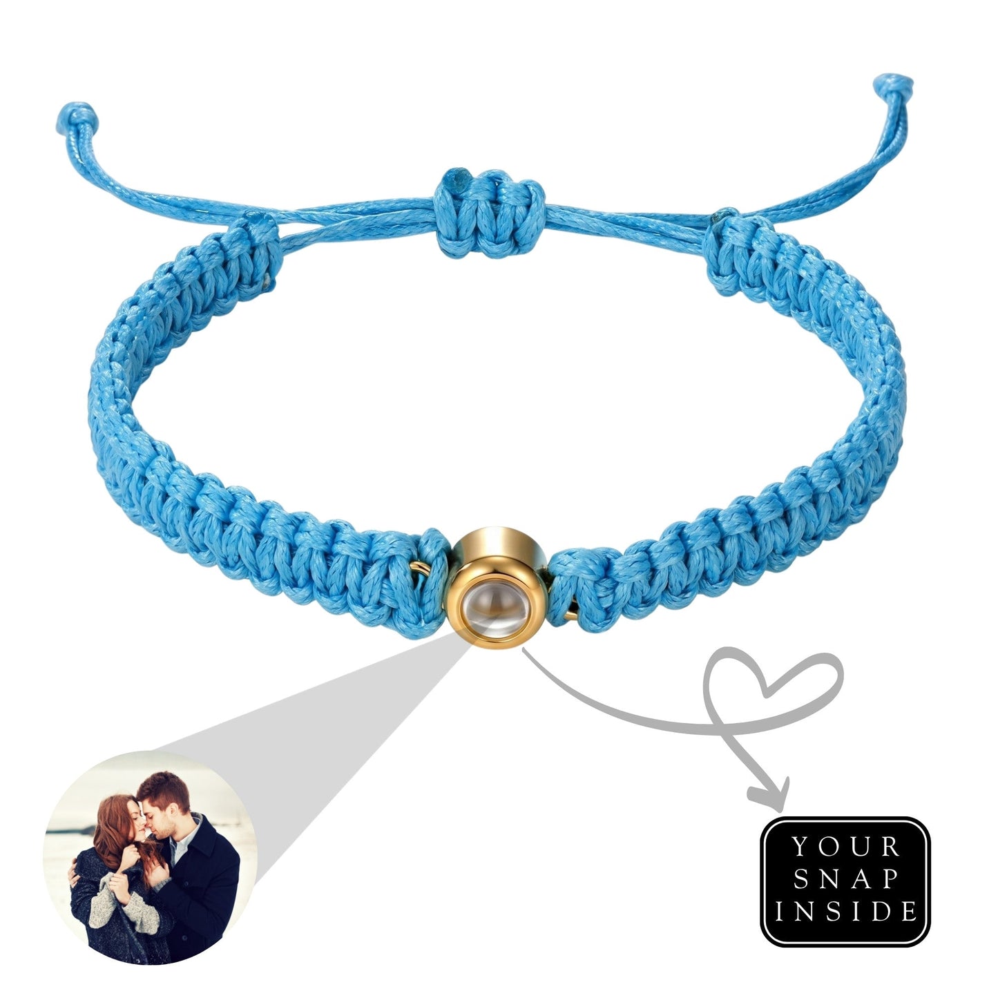 His/Her Braided Rope photo Projection DROP Bracelet- SnapEyelet