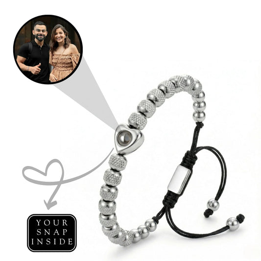 Titanium beads heart projection bracelet- SnapEyelet