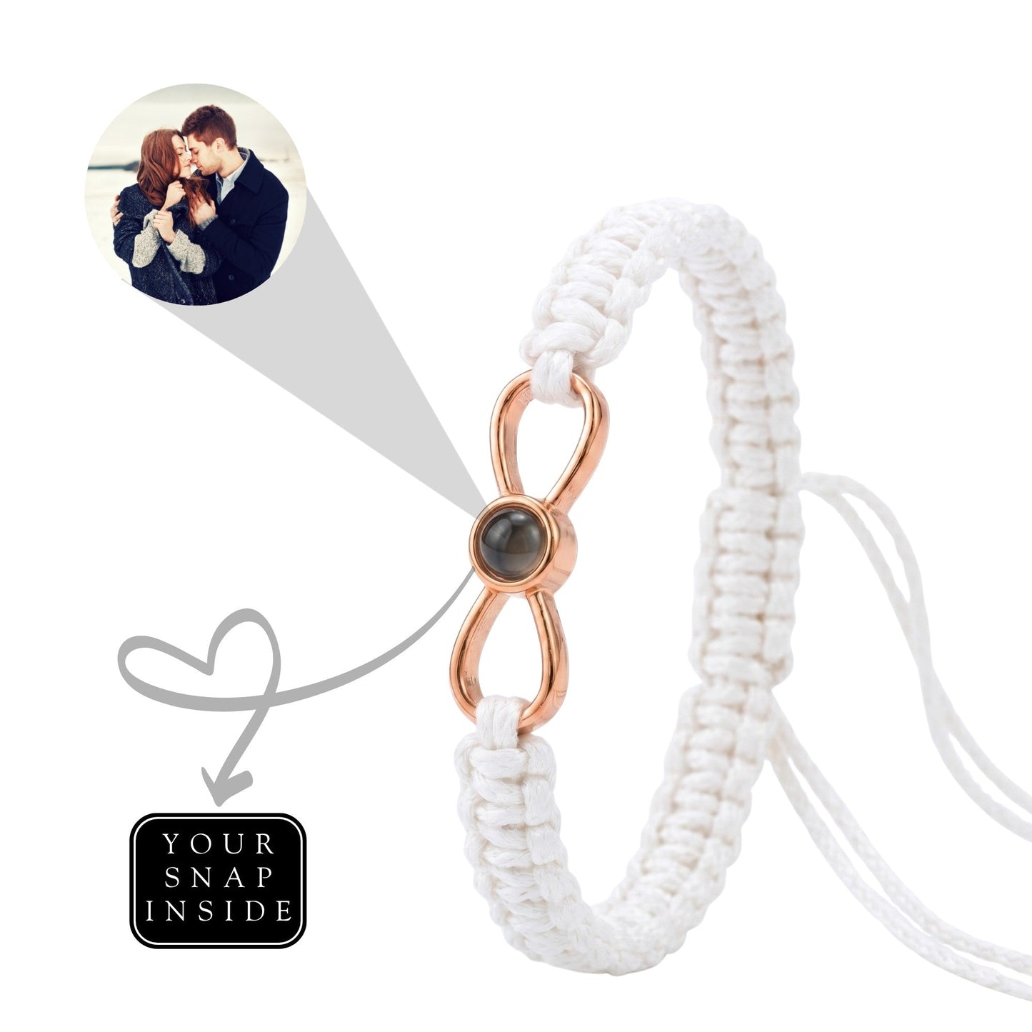 His/Her Braided Rope photo Projection INFINITE Bracelet- SnapEyelet