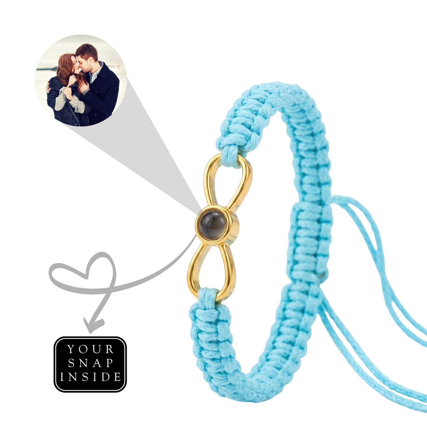 His/Her Braided Rope photo Projection INFINITE Bracelet- SnapEyelet