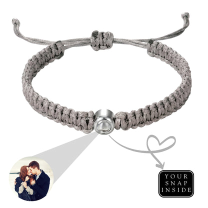His/Her Braided Rope photo Projection DROP Bracelet- SnapEyelet
