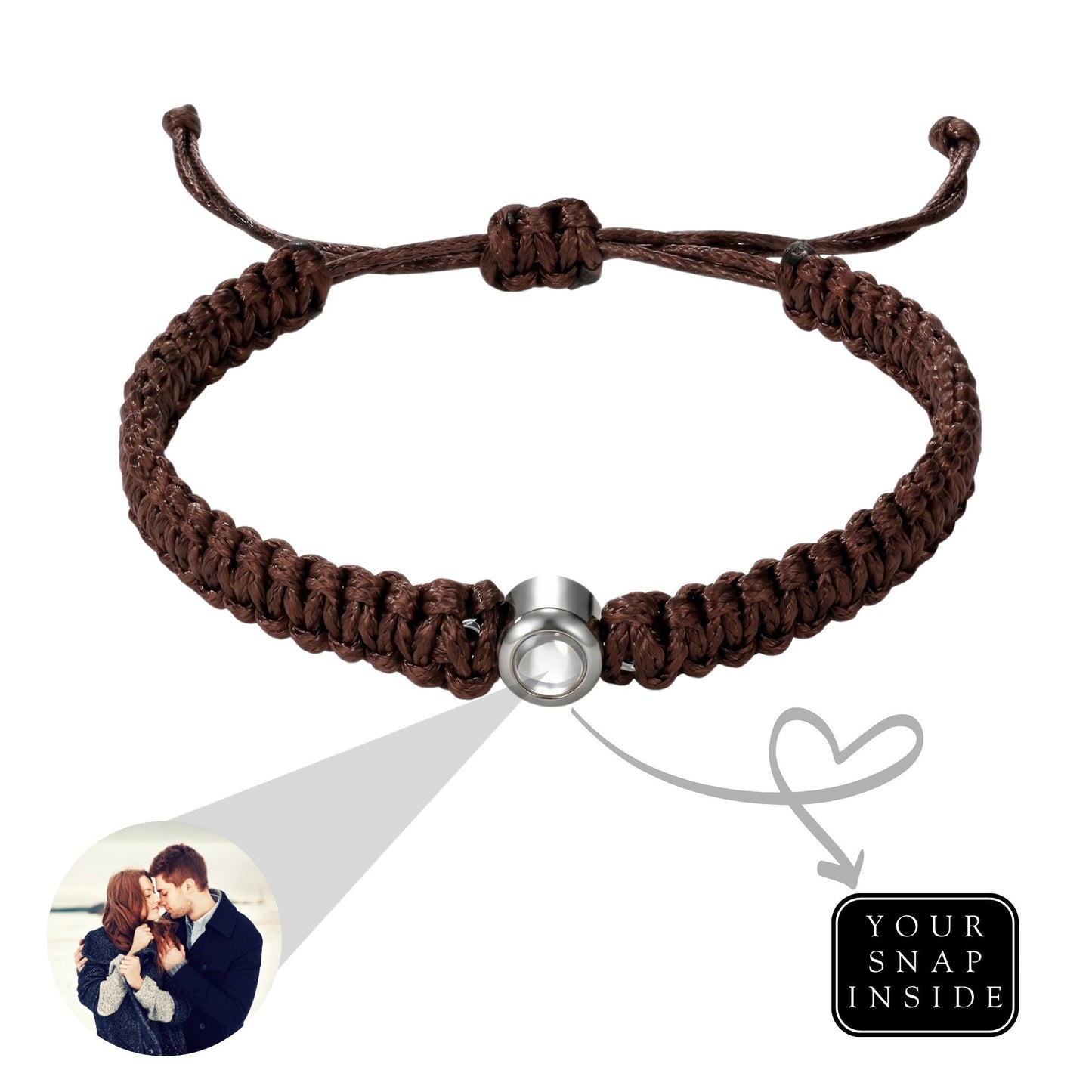 His/Her Braided Rope photo Projection DROP Bracelet- SnapEyelet