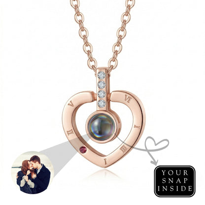 Roman Heart hidden photo projection Necklace-SnapEyelet