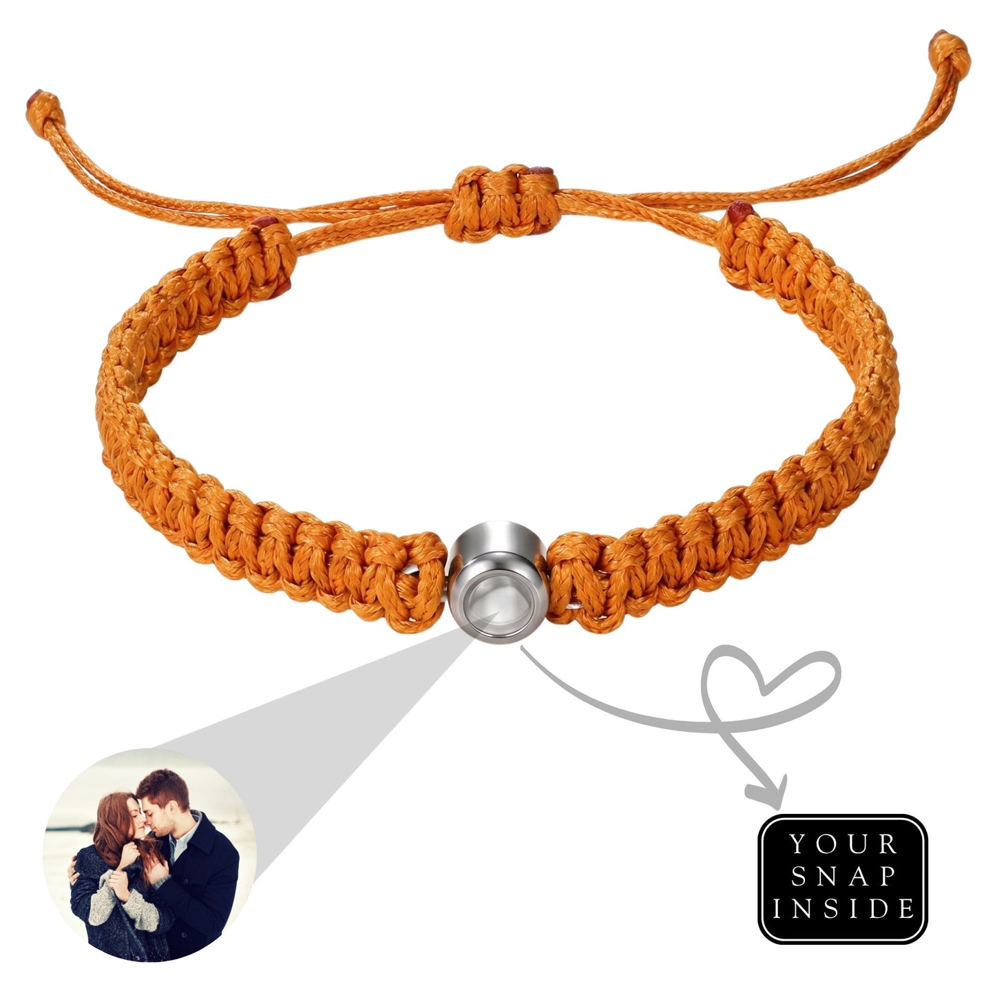 His/Her Braided Rope photo Projection DROP Bracelet- SnapEyelet