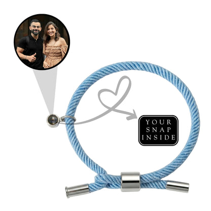 His/Her Adjustable Braided Rope photo Projection Bracelet- SnapEyelet