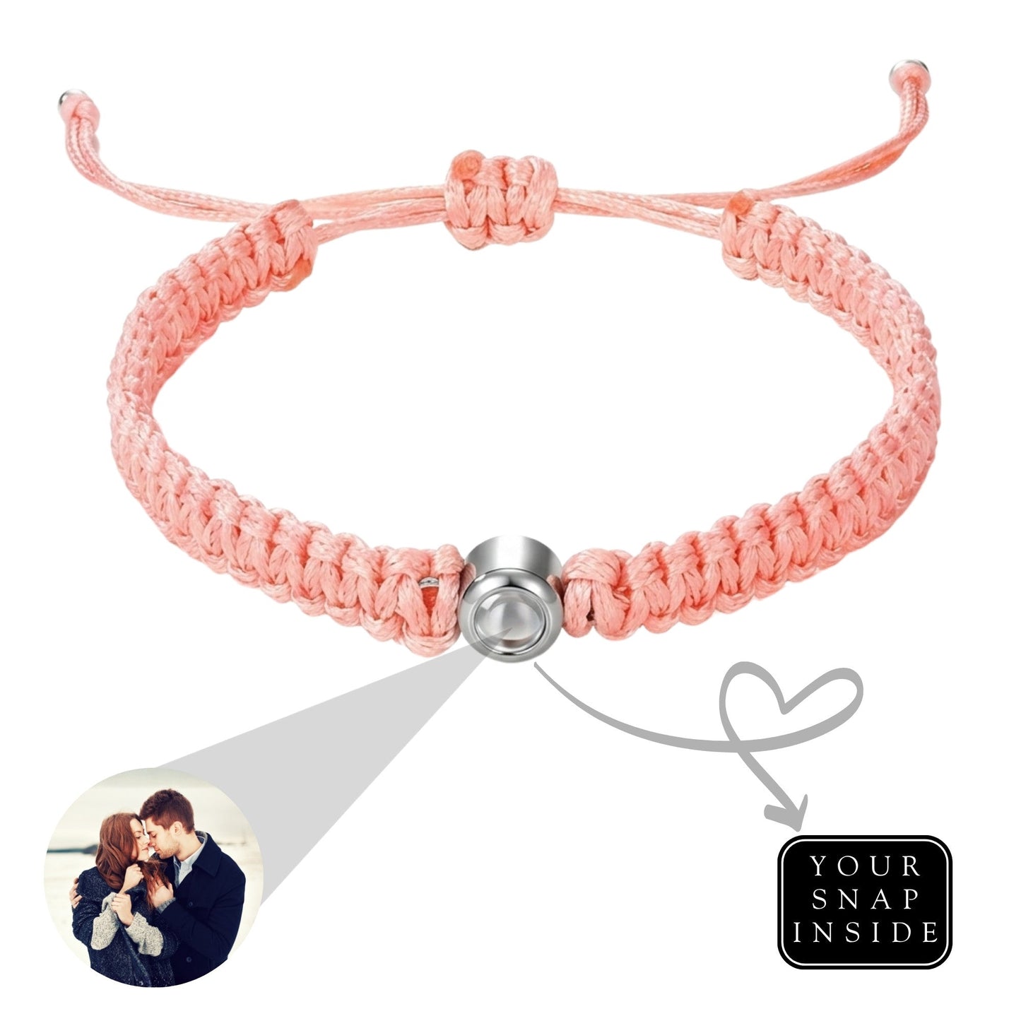 His/Her Braided Rope photo Projection DROP Bracelet- SnapEyelet