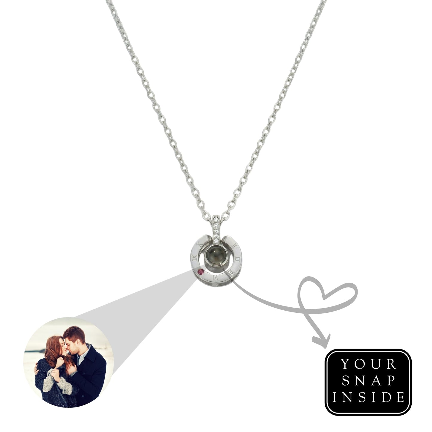 Roman  circle hidden photo projection Necklace-SnapEyelet