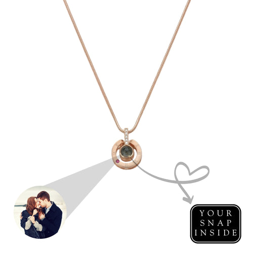 Roman  circle hidden photo projection Necklace-SnapEyelet