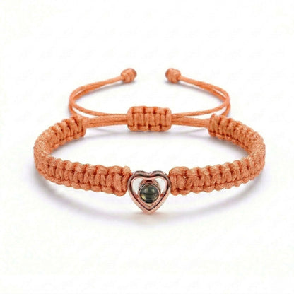 His/Her Braided Rope photo Projection heart Bracelet- SnapEyelet