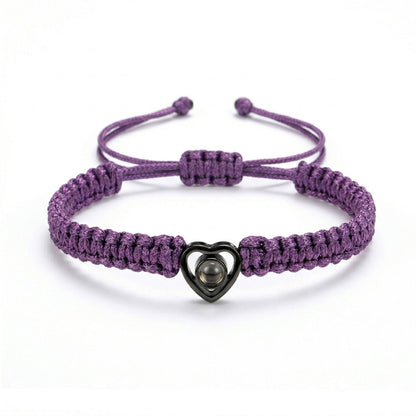 His/Her Braided Rope photo Projection heart Bracelet- SnapEyelet