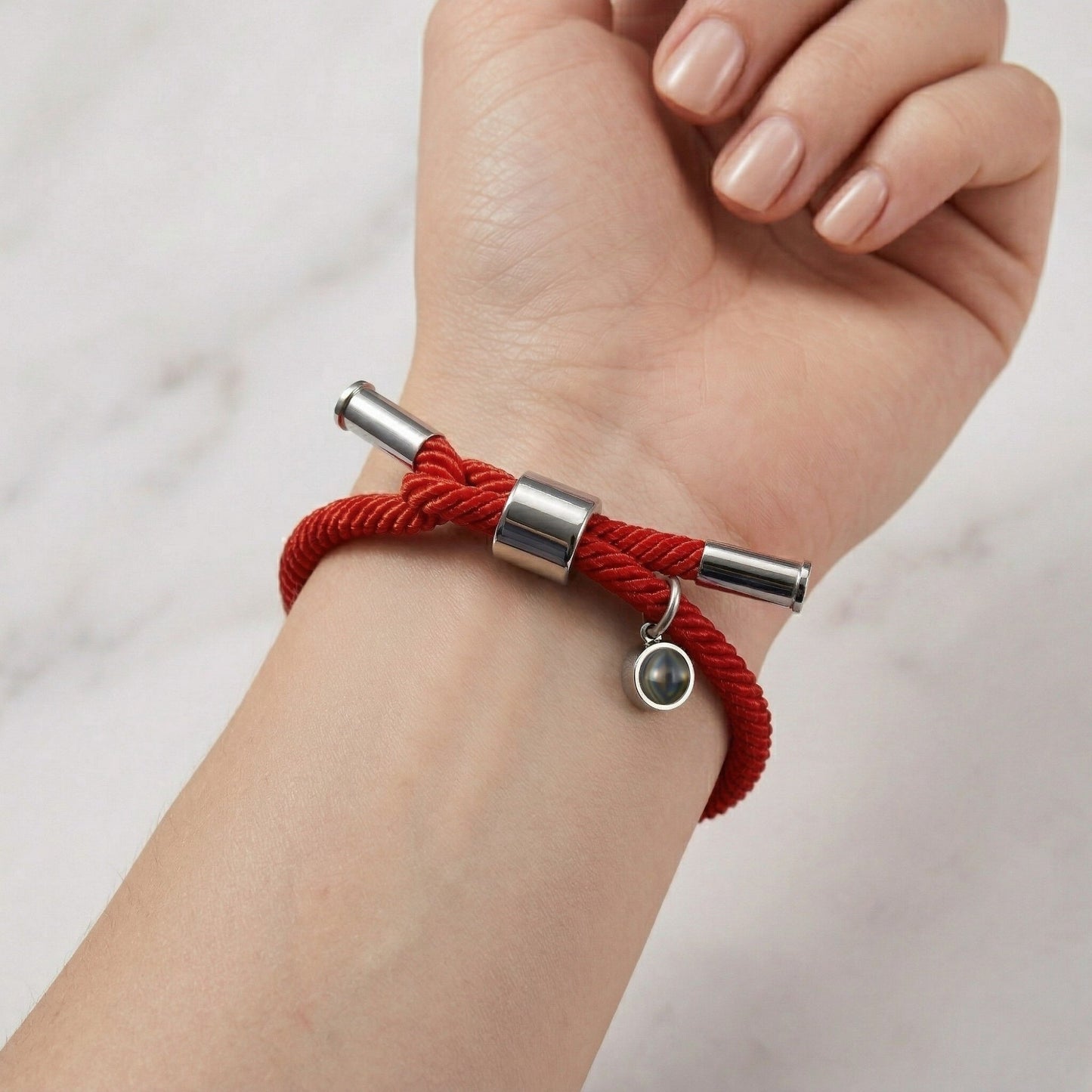 His/Her Adjustable Braided Rope photo Projection Bracelet- SnapEyelet