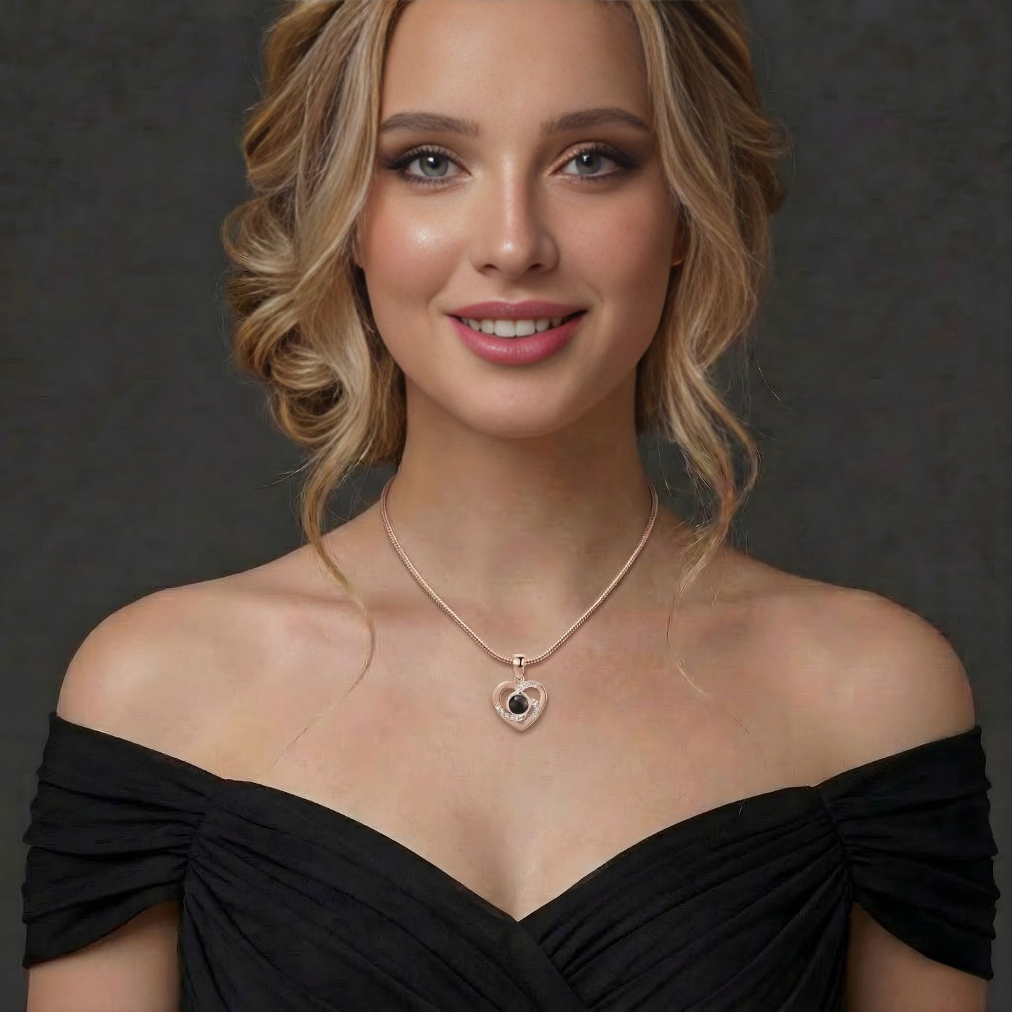 Heart Pendant – Elegant Studded Necklace SnapEyelet