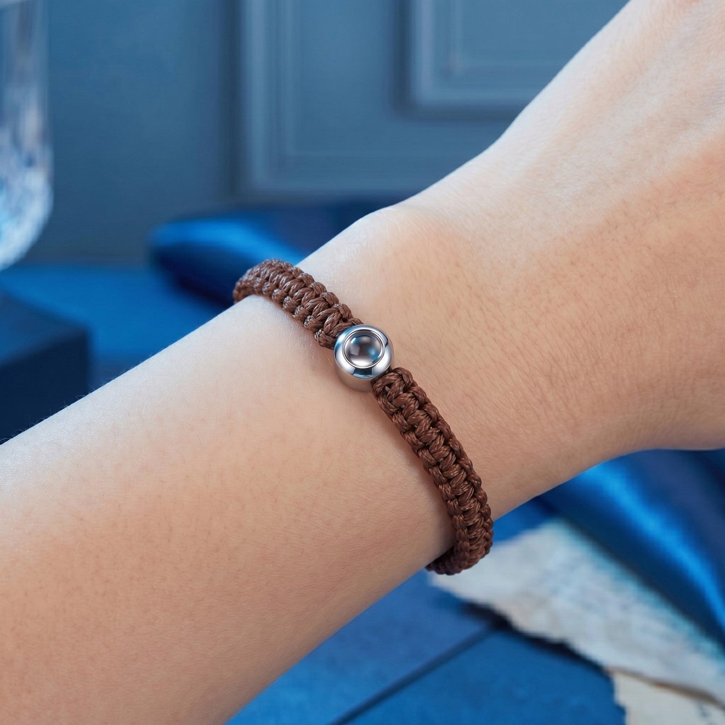 His/Her Braided Rope photo Projection DROP Bracelet- SnapEyelet