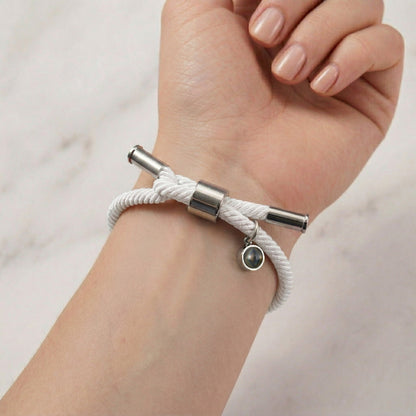 His/Her Adjustable Braided Rope photo Projection Bracelet- SnapEyelet