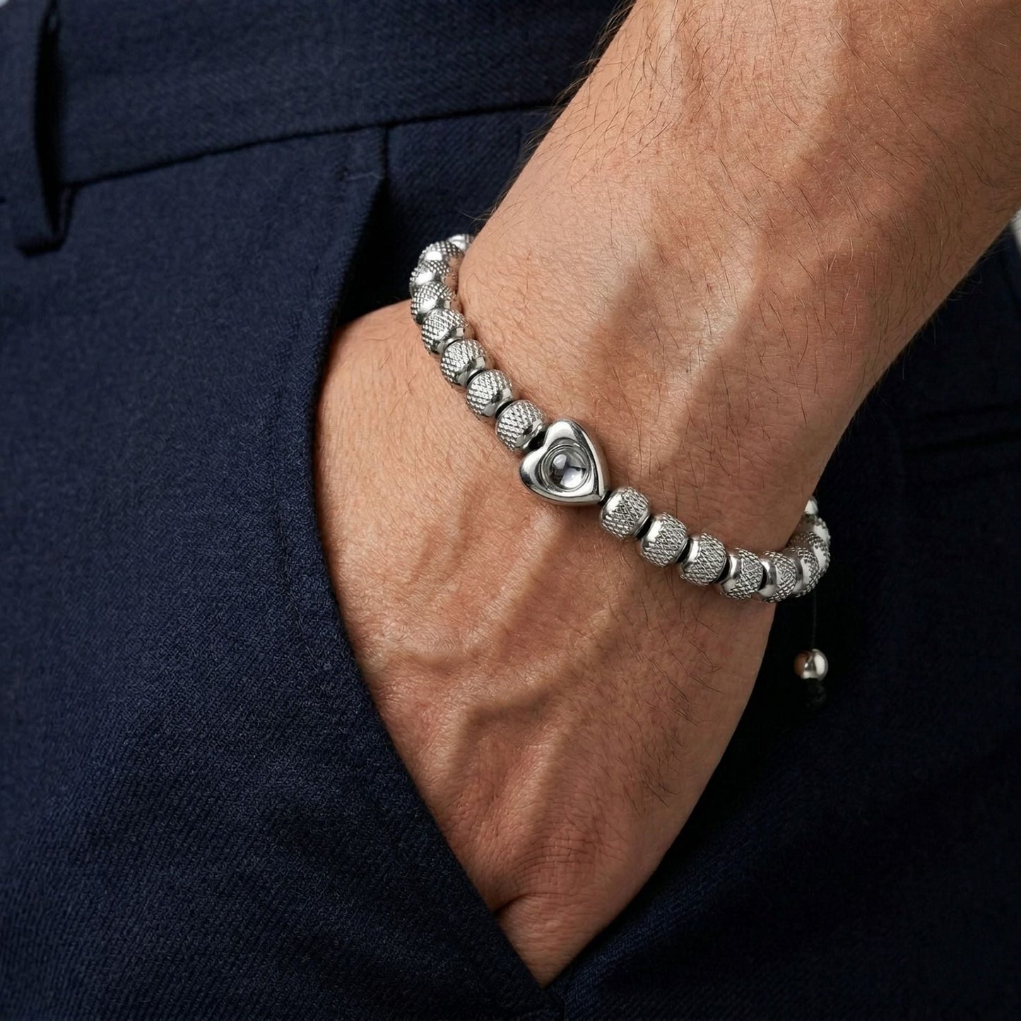 Titanium beads heart projection bracelet- SnapEyelet