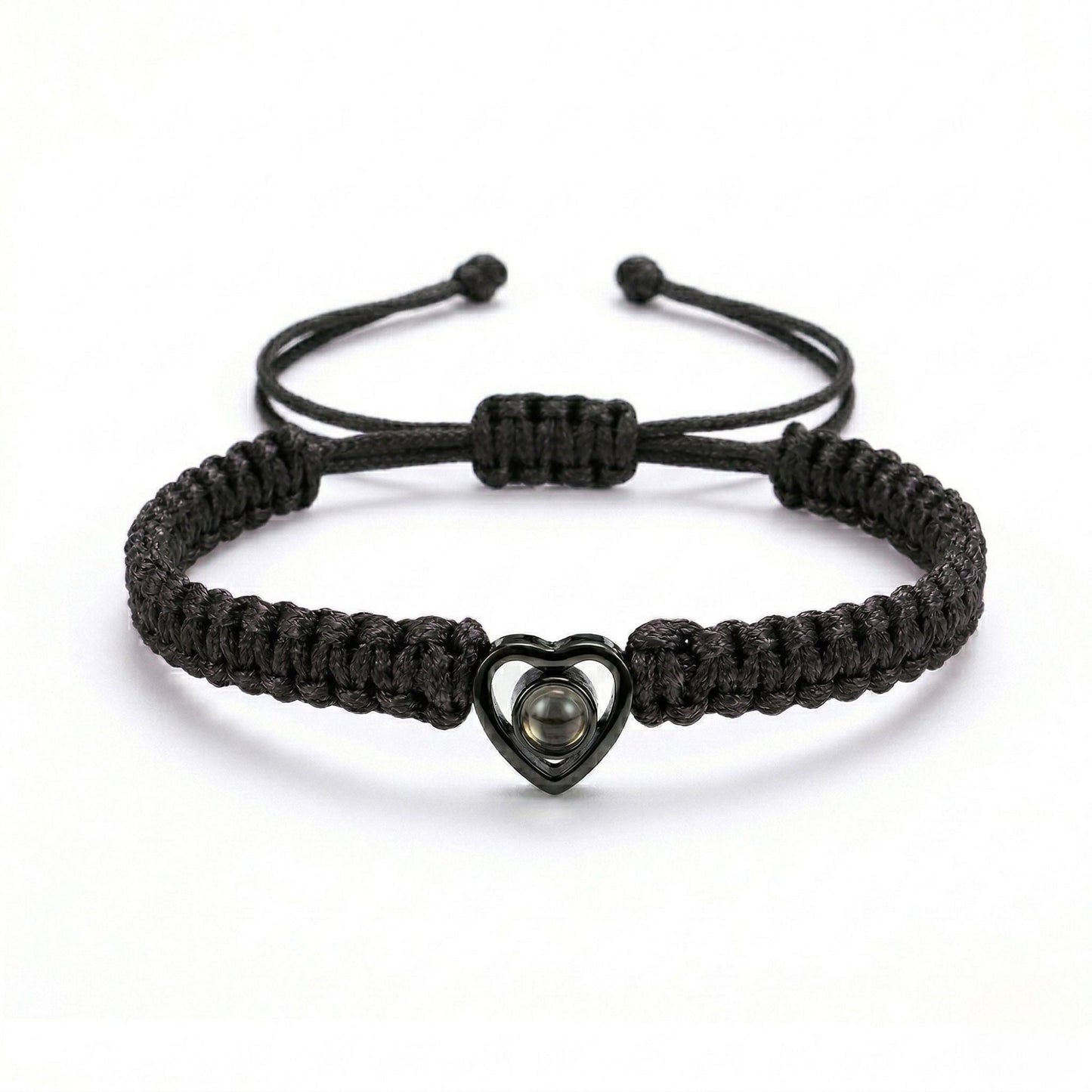 His/Her Braided Rope photo Projection heart Bracelet- SnapEyelet