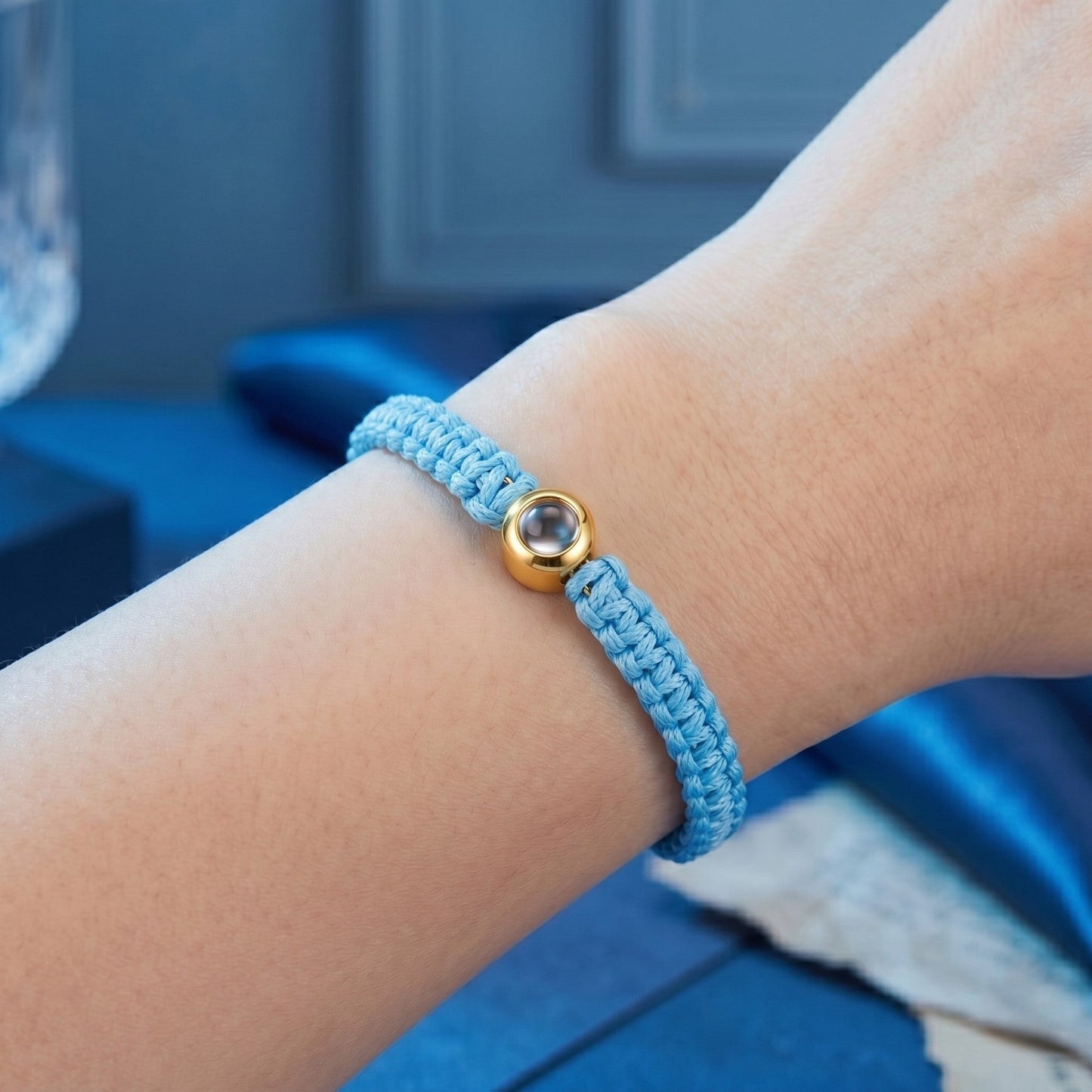 His/Her Braided Rope photo Projection DROP Bracelet- SnapEyelet