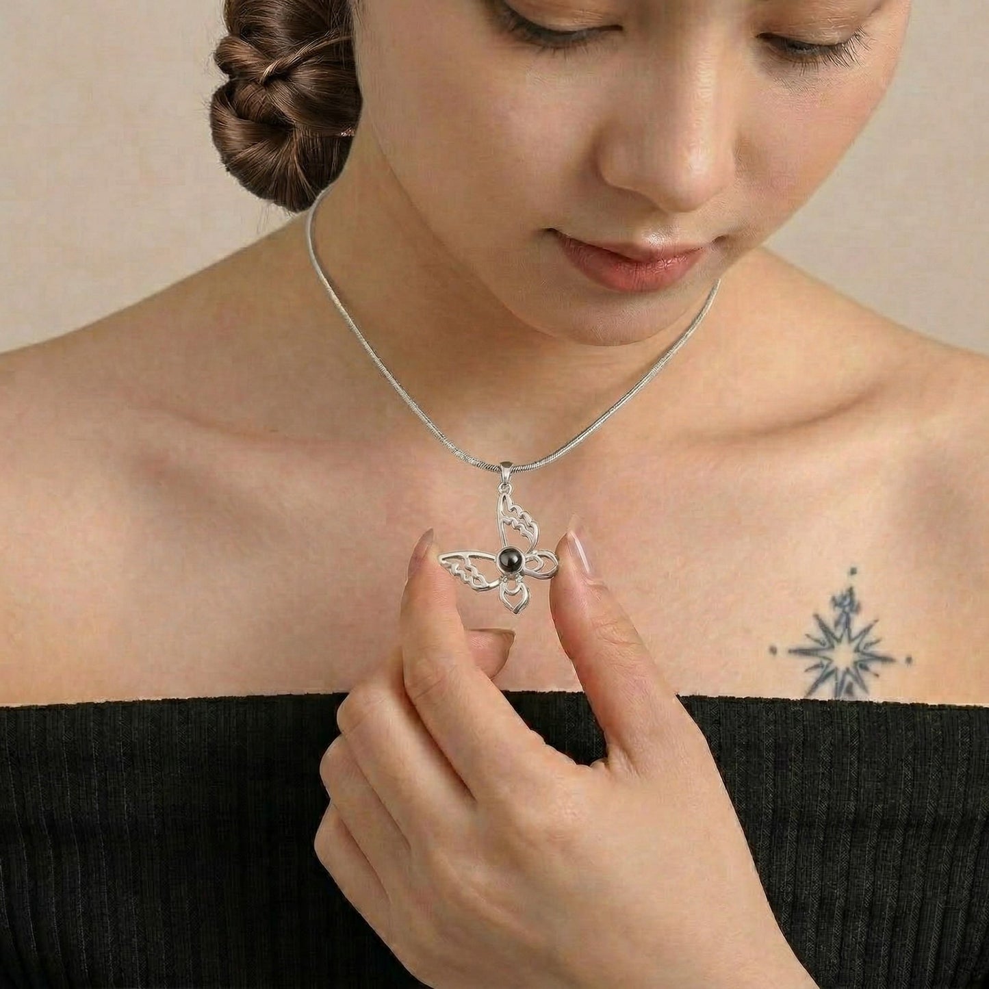 Elegant Butterfly “ Memory Projection Necklace-SnapEyelet