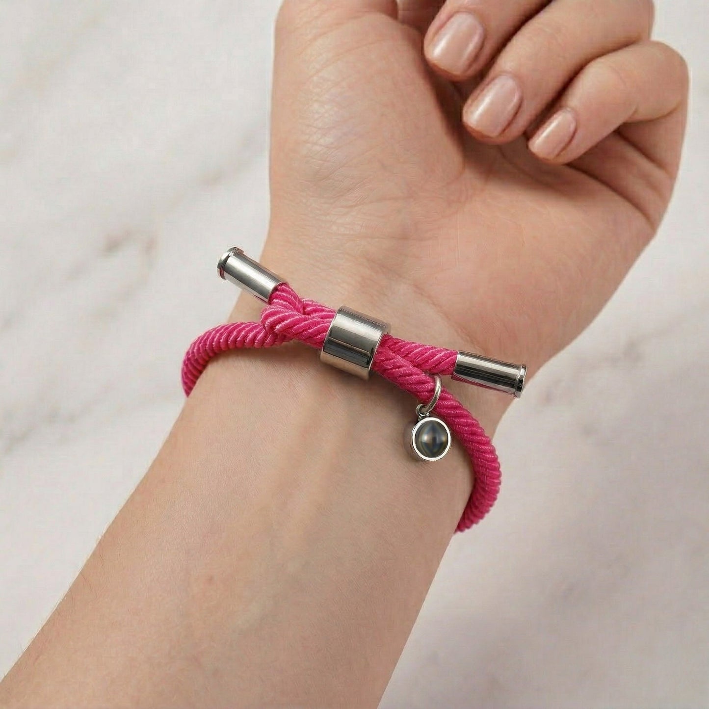 His/Her Adjustable Braided Rope photo Projection Bracelet- SnapEyelet