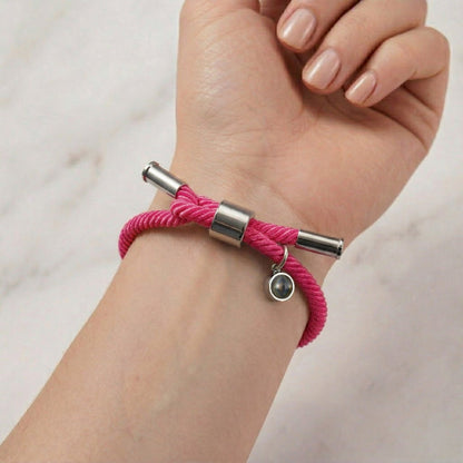 His/Her Adjustable Braided Rope photo Projection Bracelet- SnapEyelet