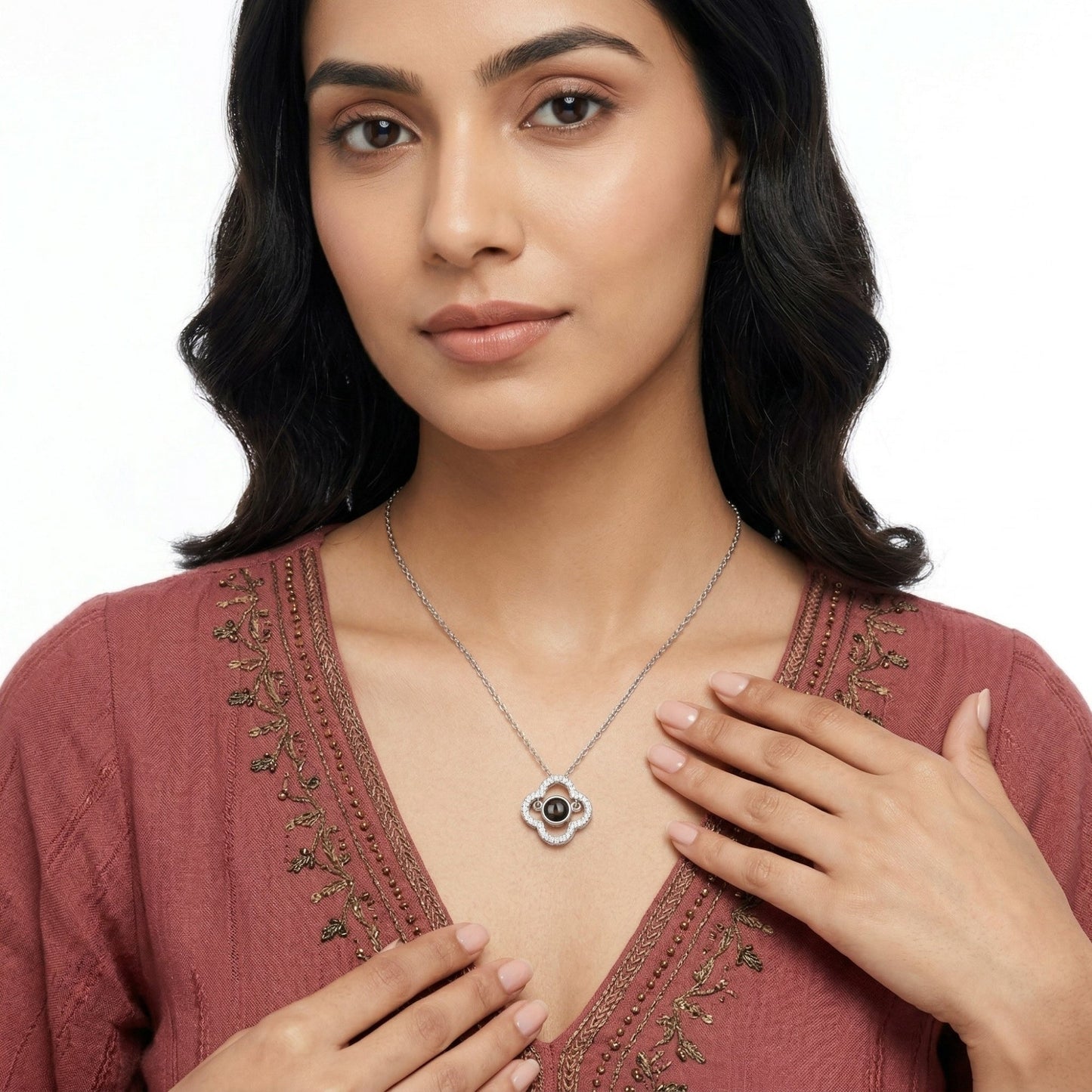 Hidden photo projection square Necklace- SnapEyelet