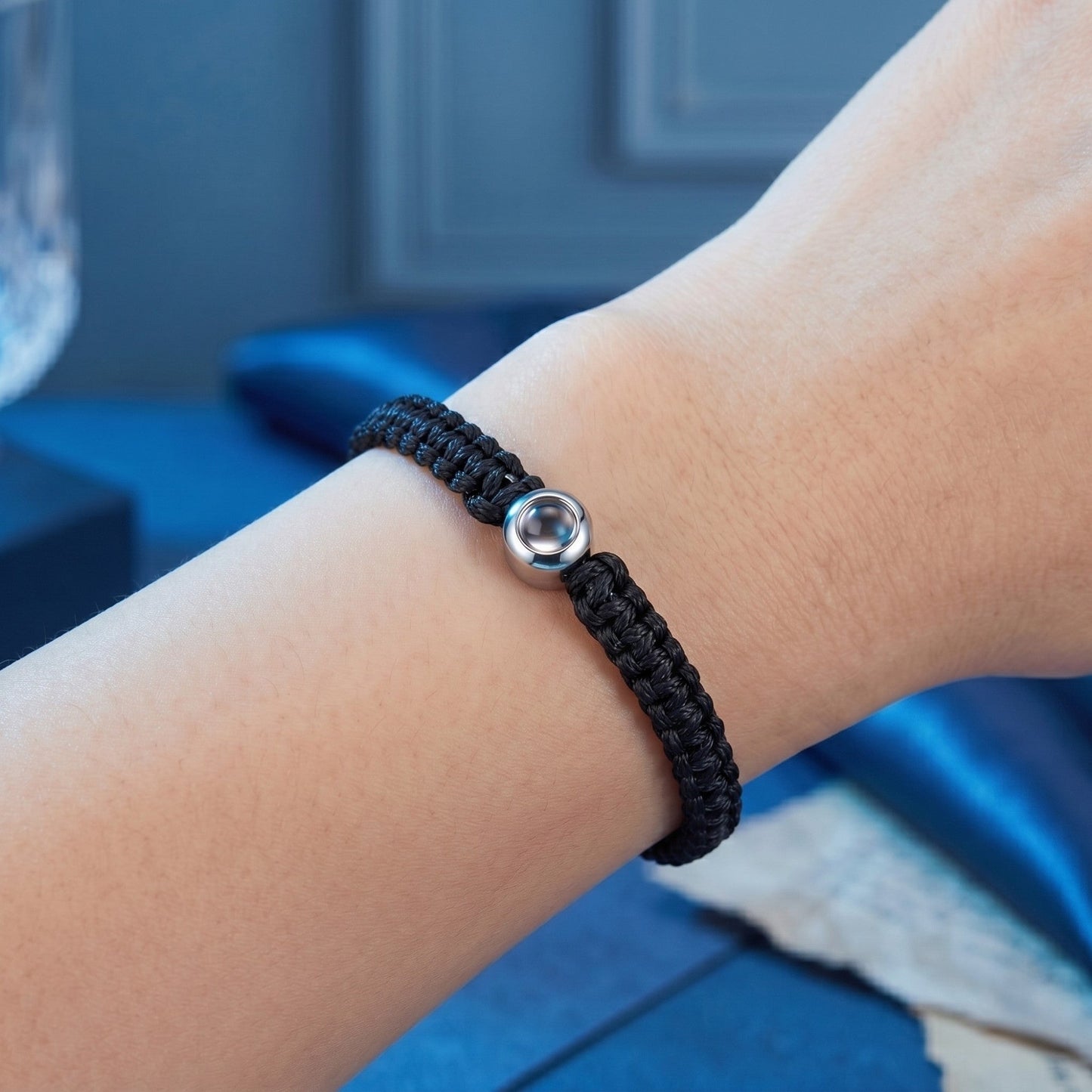 His/Her Braided Rope photo Projection DROP Bracelet- SnapEyelet