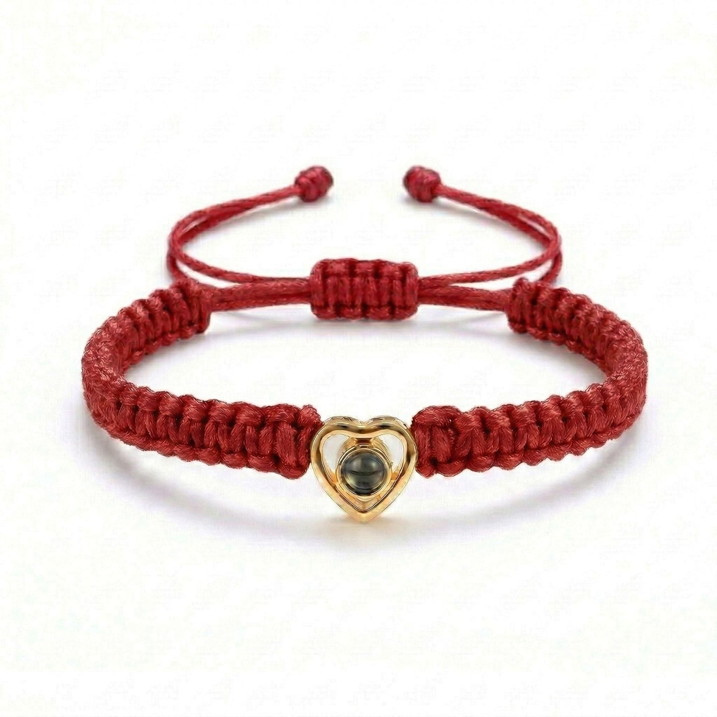 His/Her Braided Rope photo Projection heart Bracelet- SnapEyelet