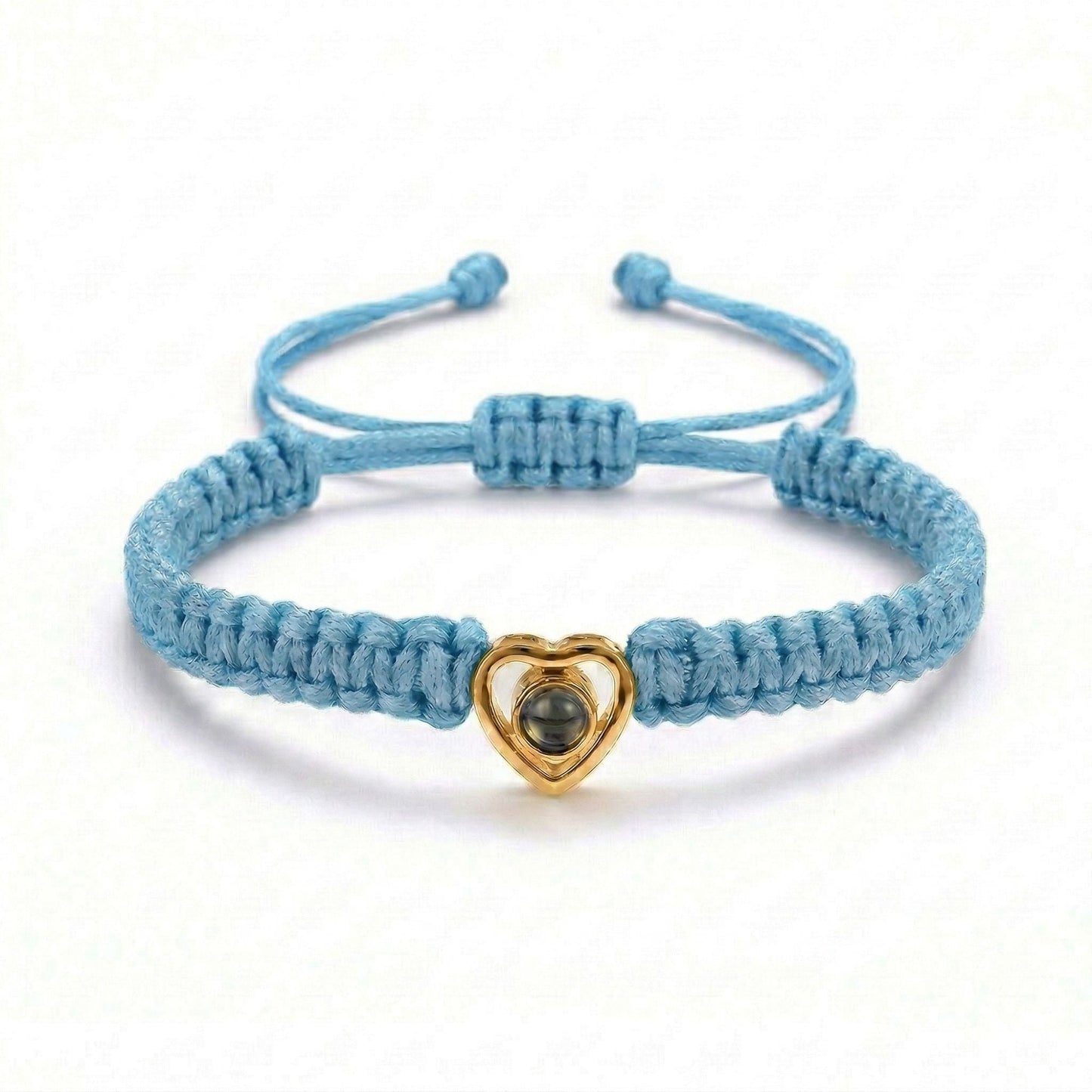 His/Her Braided Rope photo Projection heart Bracelet- SnapEyelet