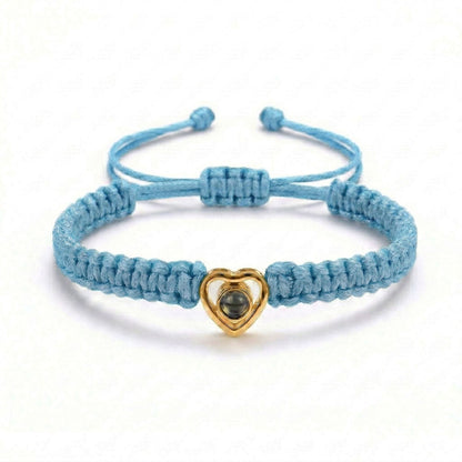 His/Her Braided Rope photo Projection heart Bracelet- SnapEyelet