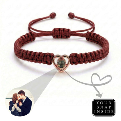 His/Her Braided Rope photo Projection heart Bracelet- SnapEyelet