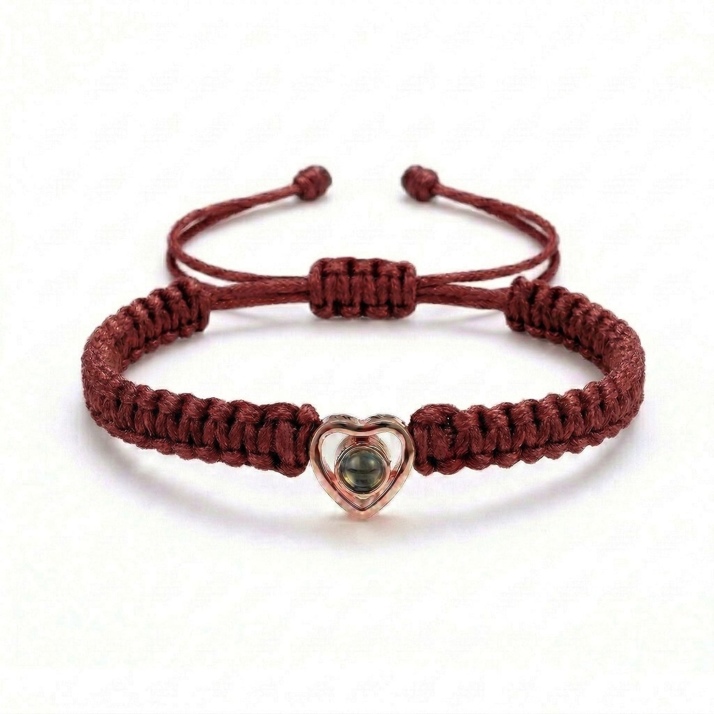His/Her Braided Rope photo Projection heart Bracelet- SnapEyelet