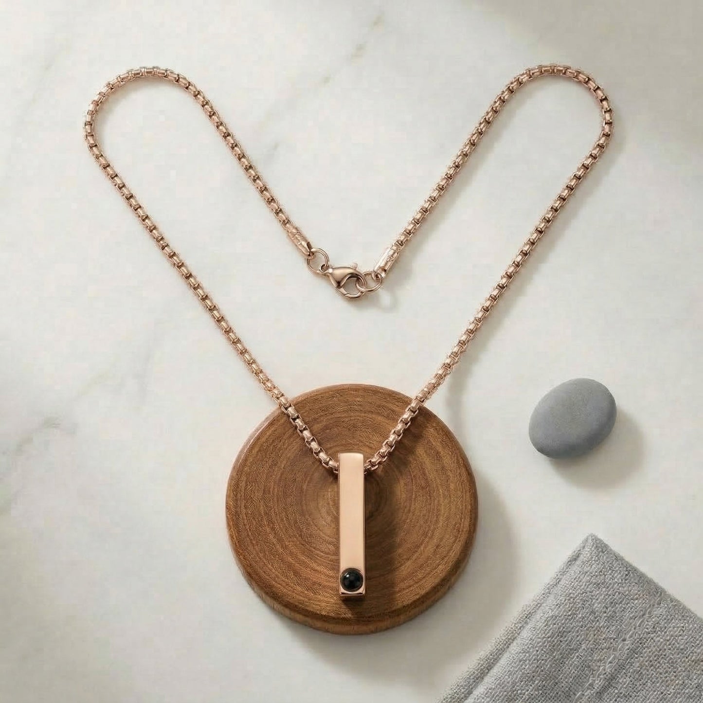 Pursonalised Photo projection Bar Necklace -SnapEyelet
