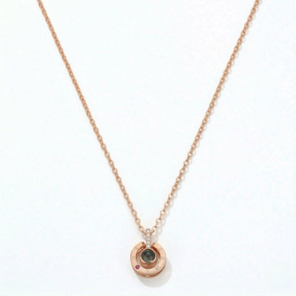 Roman  circle hidden photo projection Necklace-SnapEyelet