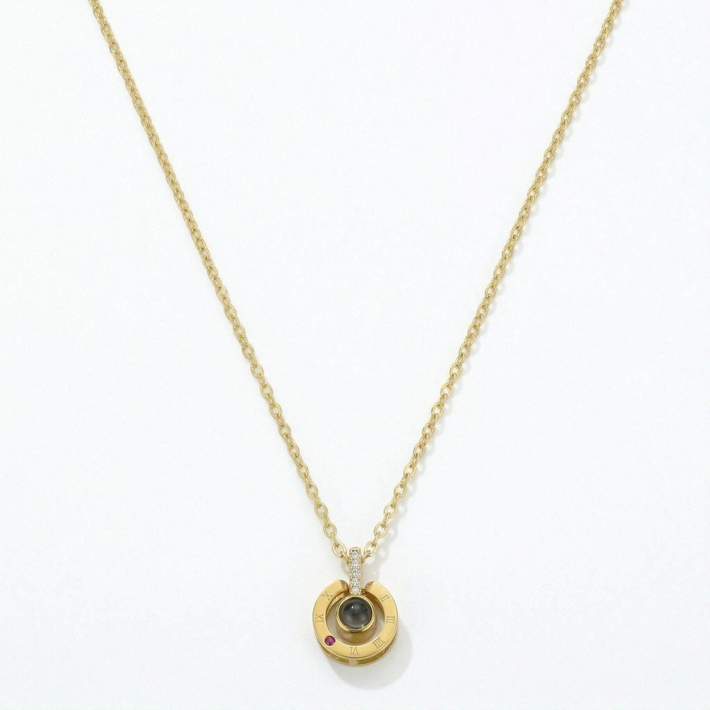 Roman  circle hidden photo projection Necklace-SnapEyelet