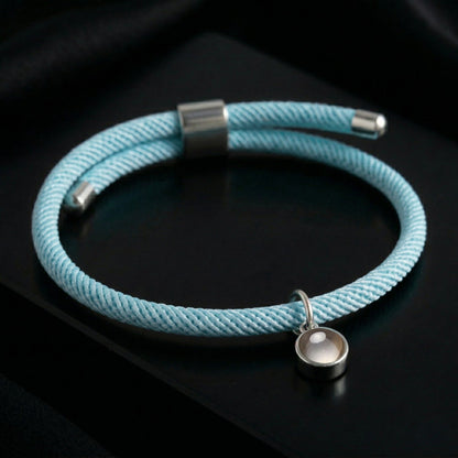 His/Her Adjustable Braided Rope photo Projection Bracelet- SnapEyelet