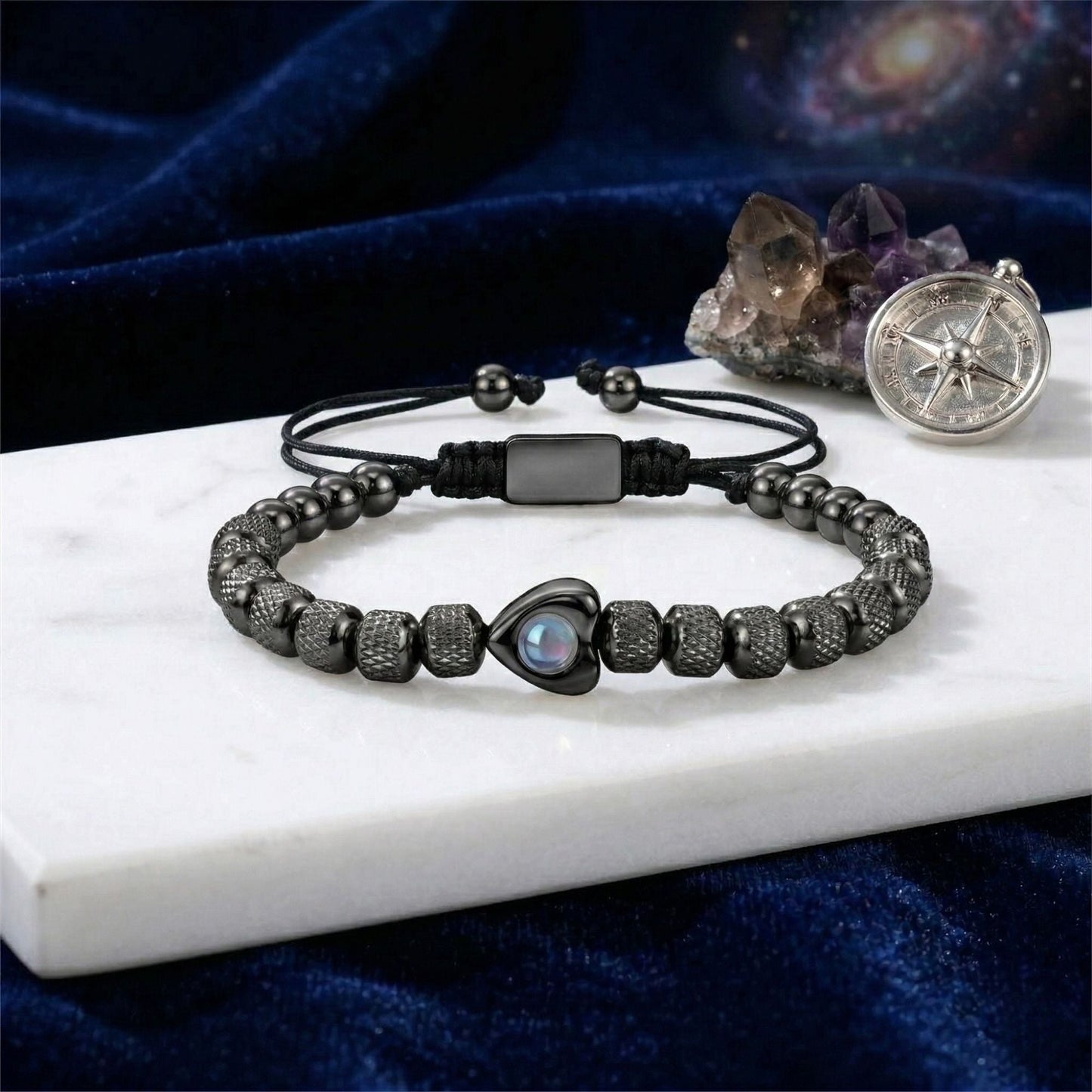 Titanium beads heart projection bracelet- SnapEyelet